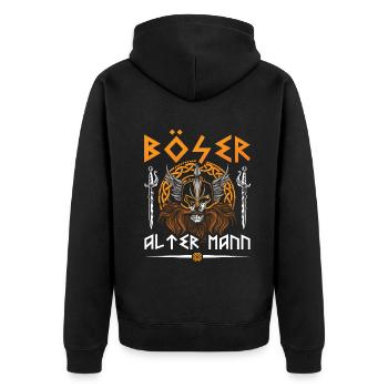 Nordisches Wikingermythologie Design Für Den - Unisex Premium Bio Zip Hoodie - Schwarz - Hinten - Nico (187cm)