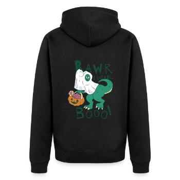 Rawr I Mean Booo! Pumkin Halloween Dinosaur - Unisex Premium Bio Zip Hoodie - Schwarz - Hinten - Nico (187cm)