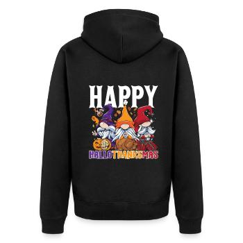 Hallothanksmas Trois Gnomes Halloween Noël - Veste à capuche bio Premium Unisexe - noir - Dos - Nico (187cm)