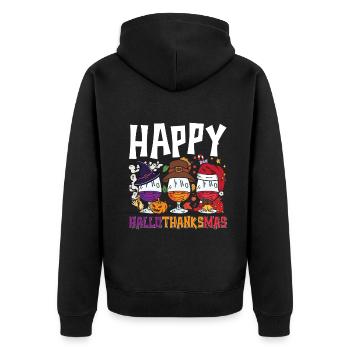 Hallothanksmas Wine Gasses Halloween Christmas - Unisex Premium Bio Zip Hoodie - Schwarz - Hinten - Nico (187cm)