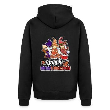 Hallothanksmas Trois Gnomes Halloween Noël - Veste à capuche bio Premium Unisexe - noir - Dos - Nico (187cm)