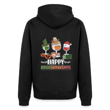 Hallothanksmas Wine Gasses Halloween Christmas - Unisex Premium Bio Zip Hoodie - Schwarz - Hinten - Nico (187cm)