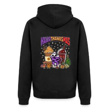 Hallothanksmas Café Latte Halloween Noël - Veste à capuche bio Premium Unisexe - noir - Dos - Nico (187cm)