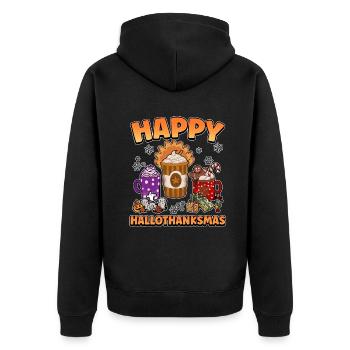 Hallothanksmas Café Latte Halloween Noël - Veste à capuche bio Premium Unisexe - noir - Dos - Nico (187cm)