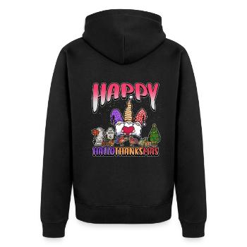 Hallothanksmas Trois Gnomes Halloween Noël - Veste à capuche bio Premium Unisexe - noir - Dos - Nico (187cm)