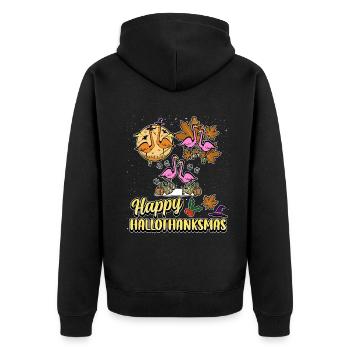 Hallothanksmas Flamingo Halloween Christmas - Unisex Premium Bio Zip Hoodie - Schwarz - Hinten - Nico (187cm)