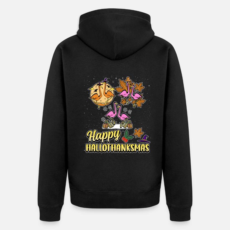 Hellothanksmas Flamingo Halloween Noël - Veste à capuche bio Premium Unisexe - noir