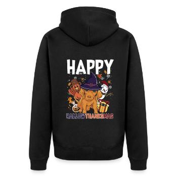 Hallothanksmas Dachshund Halloween Christmas - Unisex Premium Bio Zip Hoodie - Schwarz - Hinten - Nico (187cm)