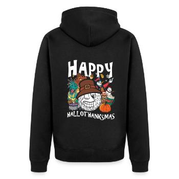Hallothanksmas Golf Halloween Christmas - Unisex Premium Bio Zip Hoodie - Schwarz - Hinten - Nico (187cm)