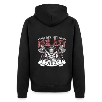 Celui qui danse avec la hache du guerrier viking - Veste à capuche bio Premium Unisexe - noir - Dos - Nico (187cm)