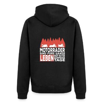 Motorräder Sind Fürs Ganze Leben Motorrad Fahrer - Unisex Premium Bio Zip Hoodie - Schwarz - Hinten - Nico (187cm)