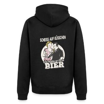 Guten Freunden gibt man ein Bier Party Saufen - Unisex Premium Bio Zip Hoodie - Schwarz - Hinten - Nico (187cm)