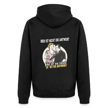 Bier ist nicht die Antwort Bier Party Saufen - Unisex Premium Bio Zip Hoodie - Schwarz - Hinten - Nico (187cm)