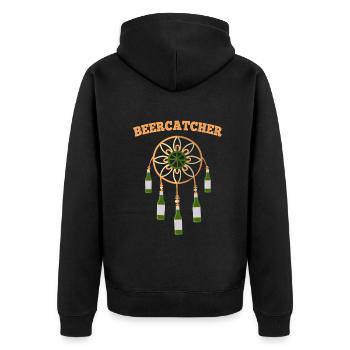 Beercatcher Dreamcatcher Beer Party - Unisex Premium Bio Zip Hoodie - Schwarz - Hinten - Nico (187cm)
