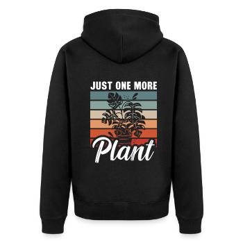 Just One More Plant Hobby Gardener - Unisex Premium Bio Zip Hoodie - Schwarz - Hinten - Nico (187cm)
