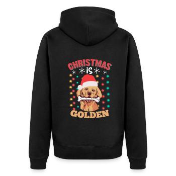 Life Is Golden Christmas Golden Retriever - Unisex Premium Bio Zip Hoodie - Schwarz - Hinten - Nico (187cm)