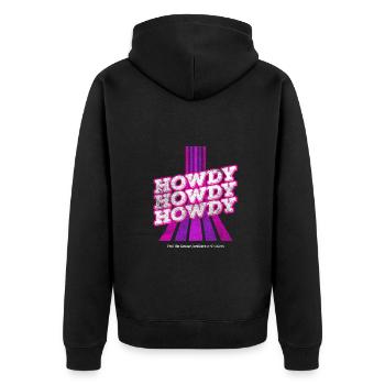 Howdy Howdy 60s Western Rodeo Texas - Unisex Premium Bio Zip Hoodie - Schwarz - Hinten - Nico (187cm)