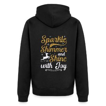 Sparkle Shimmer And Shine with Joy Christmas - Unisex Premium Organic Zip Hoodie - black - Back - Nico (187cm)