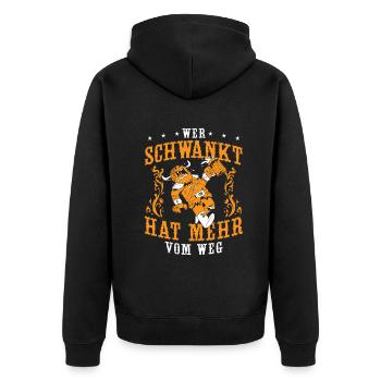 Wer schwankt hat mehr vom Weg Biertrinker - Unisex Premium Bio Zip Hoodie - Schwarz - Hinten - Nico (187cm)