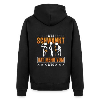 Wer schwankt hat mehr vom Weg Biertrinker - Unisex Premium Bio Zip Hoodie - Schwarz - Hinten - Nico (187cm)