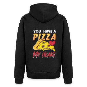 You have a Pizza My Heart - Unisex Premium Bio Zip Hoodie - Schwarz - Hinten - Nico (187cm)