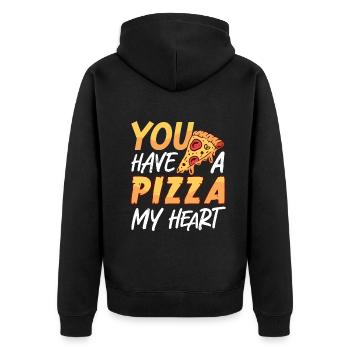 You have a Pizza My Heart - Unisex Premium Bio Zip Hoodie - Schwarz - Hinten - Nico (187cm)
