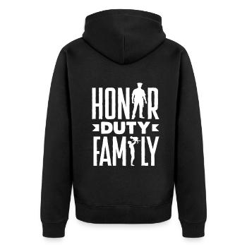 Honor Duty Family Father's Day Design for - Unisex Premium Bio Zip Hoodie - Schwarz - Hinten - Nico (187cm)