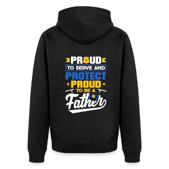 Proud to Protect Father's Day Design for Policeman - Unisex Premium Bio Zip Hoodie - Schwarz - Hinten - Nico (187cm)