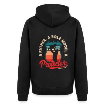 Father Role Model Protector Father's Day Design - Unisex Premium Bio Zip Hoodie - Schwarz - Hinten - Nico (187cm)