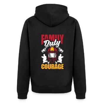 Devoir familial Courage Pompiers Fête des pères - Veste à capuche bio Premium Unisexe - noir - Dos - Nico (187cm)