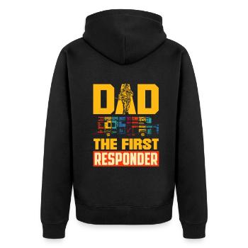 Dad the first Responder Firefighter Design for - Unisex Premium Bio Zip Hoodie - Schwarz - Hinten - Nico (187cm)
