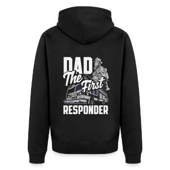 Dad the first Responder Firefighter Design for - Unisex Premium Bio Zip Hoodie - Schwarz - Hinten - Nico (187cm)