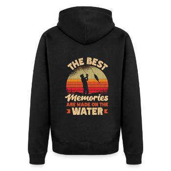 The Best Memories Made On The Water Father's Day - Unisex Premium Bio Zip Hoodie - Schwarz - Hinten - Nico (187cm)