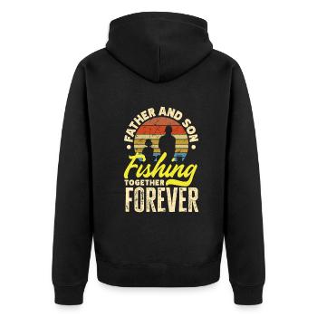 Father And Son Fishing Together Forever Father's - Unisex Premium Bio Zip Hoodie - Schwarz - Hinten - Nico (187cm)