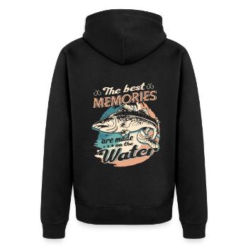 The Best Memories Made On The Water Father's Day - Unisex Premium Bio Zip Hoodie - Schwarz - Hinten - Nico (187cm)