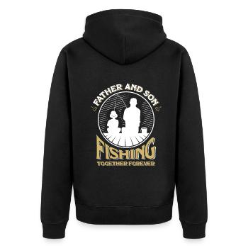 Fishing Togehter Forever Father's Day Fishing Dad - Unisex Premium Bio Zip Hoodie - Schwarz - Hinten - Nico (187cm)