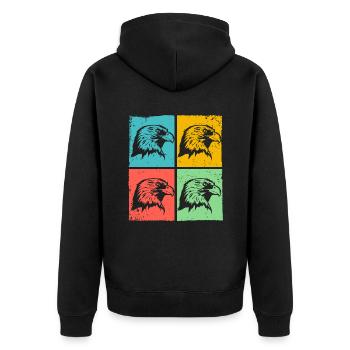 Eagle Bird Pop Art coloré - Veste à capuche bio Premium Unisexe - noir - Dos - Nico (187cm)