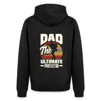 Dad The Ultimate Protector Father's Day - Unisex Premium Bio Zip Hoodie - Schwarz - Hinten - Nico (187cm)