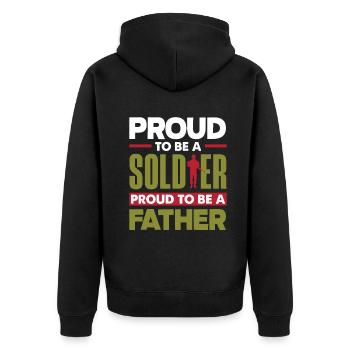 Proud to be a Soldier and Dad Father's Day - Unisex Premium Bio Zip Hoodie - Schwarz - Hinten - Nico (187cm)