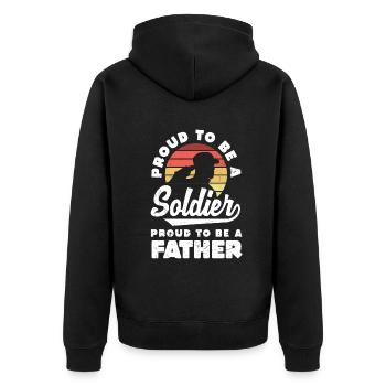 Proud to be a Soldier and Dad Father's Day - Unisex Premium Bio Zip Hoodie - Schwarz - Hinten - Nico (187cm)