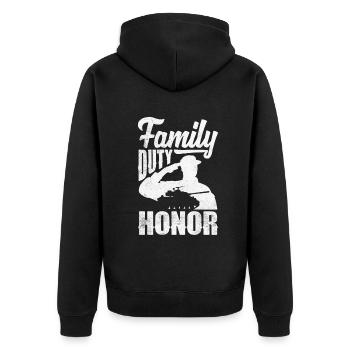 Devoir familial Honneur Fête des pères - Veste à capuche bio Premium Unisexe - noir - Dos - Nico (187cm)