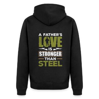 A Father's Love Is Stronger Than Steel Father's - Unisex Premium Bio Zip Hoodie - Schwarz - Hinten - Nico (187cm)