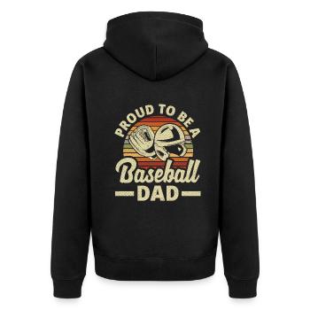 Proud To Be A Baseball Dad Fathers Day Baseball - Unisex Premium Bio Zip Hoodie - Schwarz - Hinten - Nico (187cm)