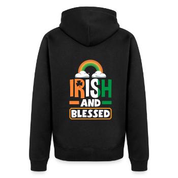 Célébrez la Saint-Patrick d’Irlande - Veste à capuche bio Premium Unisexe - noir - Dos - Nico (187cm)