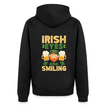 Irish Eyes Are Smiling St Patricks Day Shamrock - Unisex Premium Bio Zip Hoodie - Schwarz - Hinten - Nico (187cm)