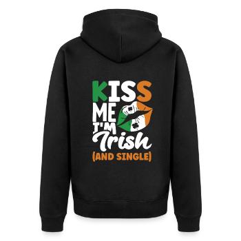 Kiss Me I'm Irish And Single St Patricks Day - Unisex Premium Bio Zip Hoodie - Schwarz - Hinten - Nico (187cm)