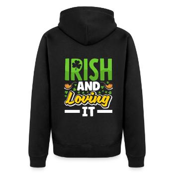 Irish And Loving It St Patricks Day Shamrock - Unisex Premium Bio Zip Hoodie - Schwarz - Hinten - Nico (187cm)