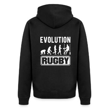 Rugby Ball Sport Player Retro Evolution Rugby Team - Veste à capuche bio Premium Unisexe - noir - Dos - Nico (187cm)