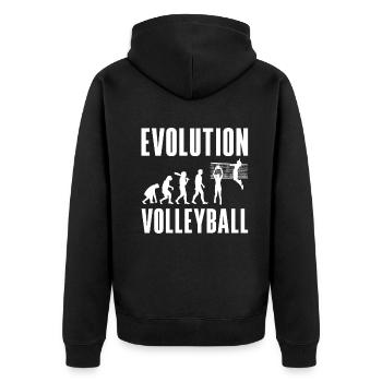 Volleyball Player Sport Retro Evolution - Unisex Premium Bio Zip Hoodie - Schwarz - Hinten - Nico (187cm)