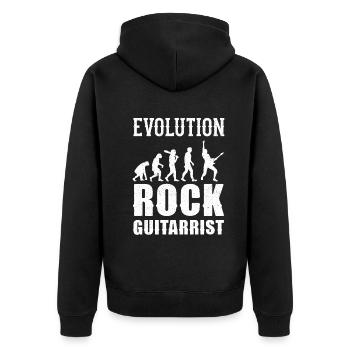 Human Evolution Guitar Band Retro Vintage - Unisex Premium Bio Zip Hoodie - Schwarz - Hinten - Nico (187cm)